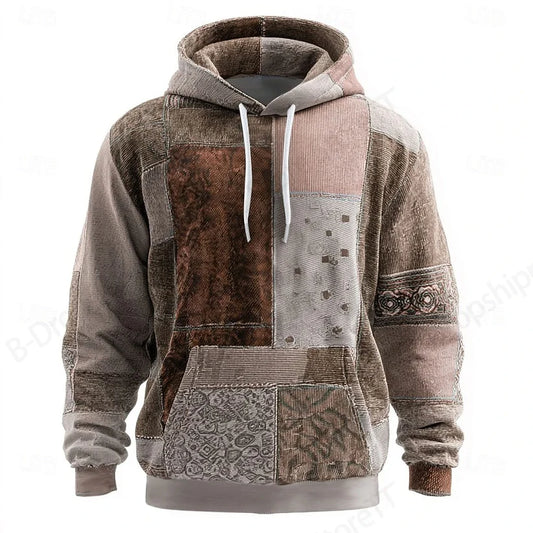 MegaGrid 3D Print Hoodie – Unisex Oversized Patchwork Sweatshirt for Men & Women, Plus Size Streetwear