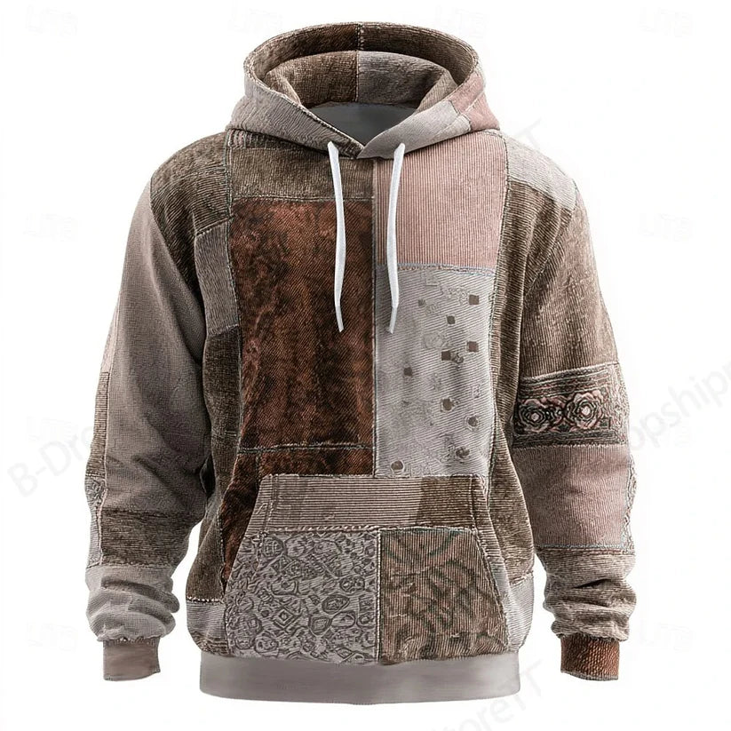 MegaGrid 3D Print Hoodie – Unisex Oversized Patchwork Sweatshirt for Men & Women, Plus Size Streetwear