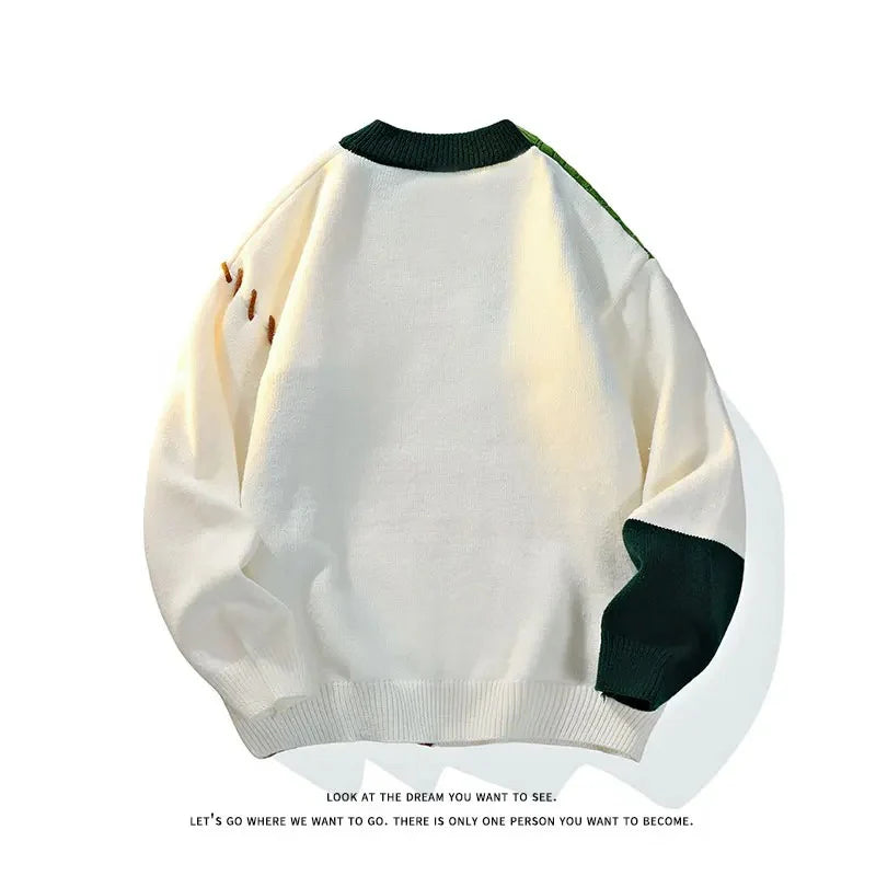 KoreanFusion Patchwork Knit Sweater – Men & Women’s 2025 Fall/Winter Warm Round Neck Knitwear