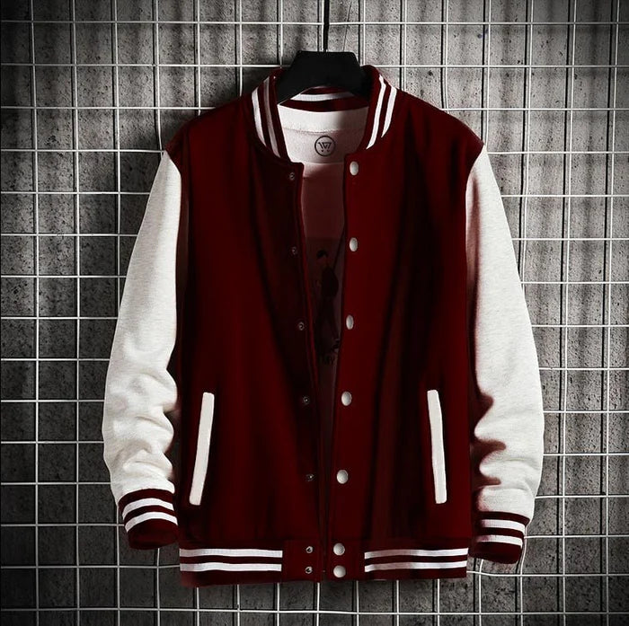 RED WINE VARSITY JACKET